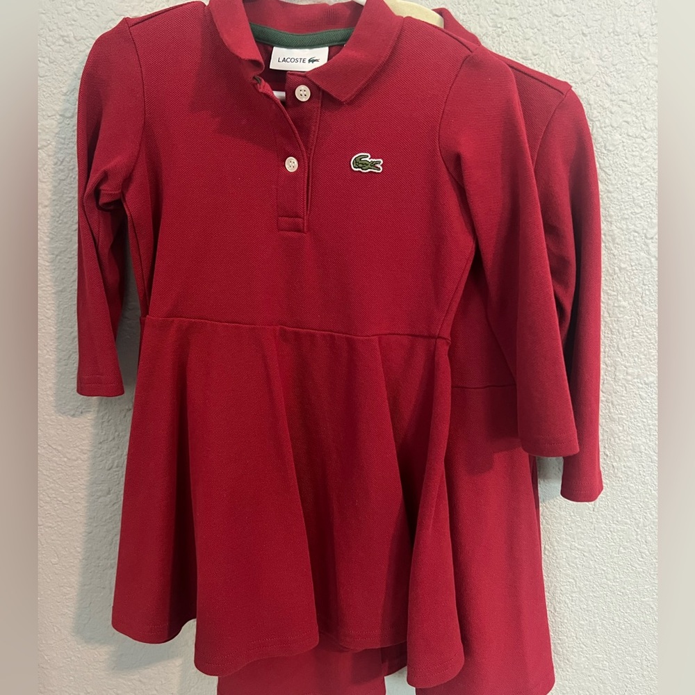 EUC Lacoste Kids' Piqué Red Polo Dress - Picture 6 of 6
